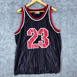 Longstreet Basketball Jersey Mens L Black Chicago Bulls 23 Vintage Pinstripe